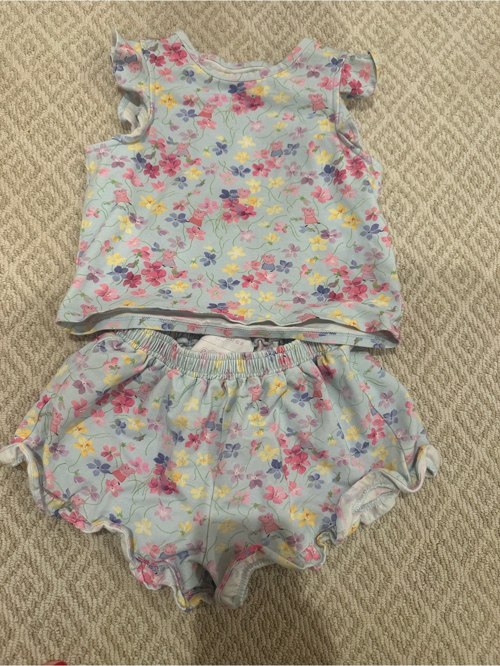Hill House Girls Peppa Pig Tank & Shorts Set - Light Blue
